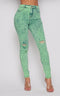 Acid Wash Slightly Ripped Stretchy Skinny Jeans - Green